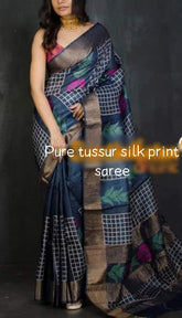 Pure Tussar Silk print saree